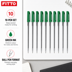 144 Pieces 77 Ball Pens, Green Ink, 10 Pack
