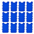 48 Pieces Sports Training Bibs with Side Straps, Standard Size, Blue, 12-Piece Pack