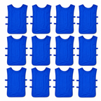 48 Pieces Sports Training Bibs with Side Straps, Standard Size, Blue, 12-Piece Pack