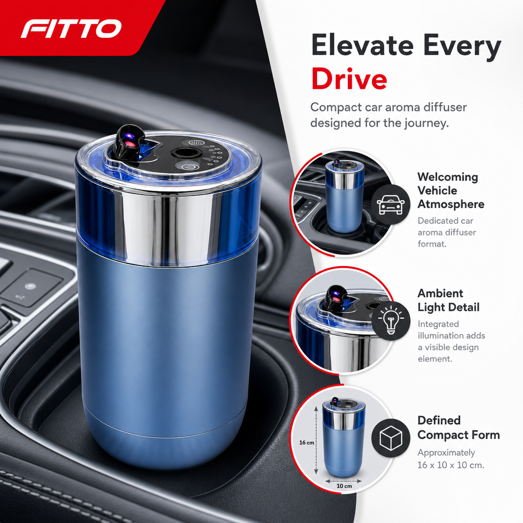 48 Pieces Smart Car Aroma Diffuser with Ambient Light, Blue and Silver Cylindrical Vehicle Fragrance Accessory