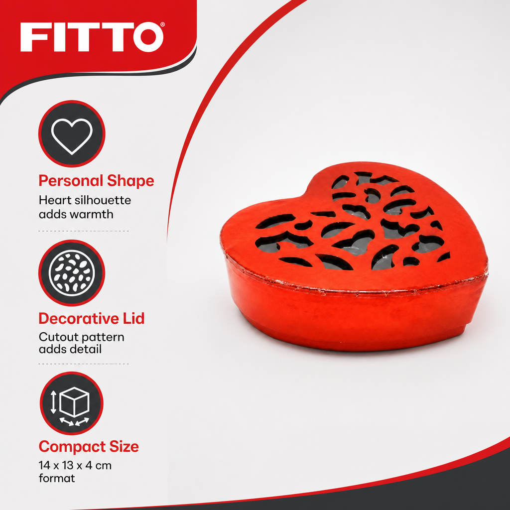 144 Pieces Heart-Shaped Box, Red, 14 x 13 x 4 cm, 1 Piece