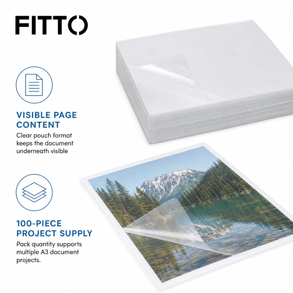 60 Pieces Clear A3 Laminating Pouches, 100 Pieces for Document Protection and Presentation