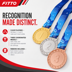 144 Pieces Numbered Award Medal Set with Ribbons, 1st 2nd and 3rd Place Recognition Medals, Gold Silver Rose Gold