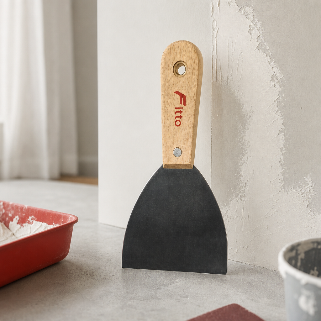 120 Pieces 4 Inch Putty Knife Paint Scraper with Wooden Handle, Natural Wood and Black, 1 Piece
