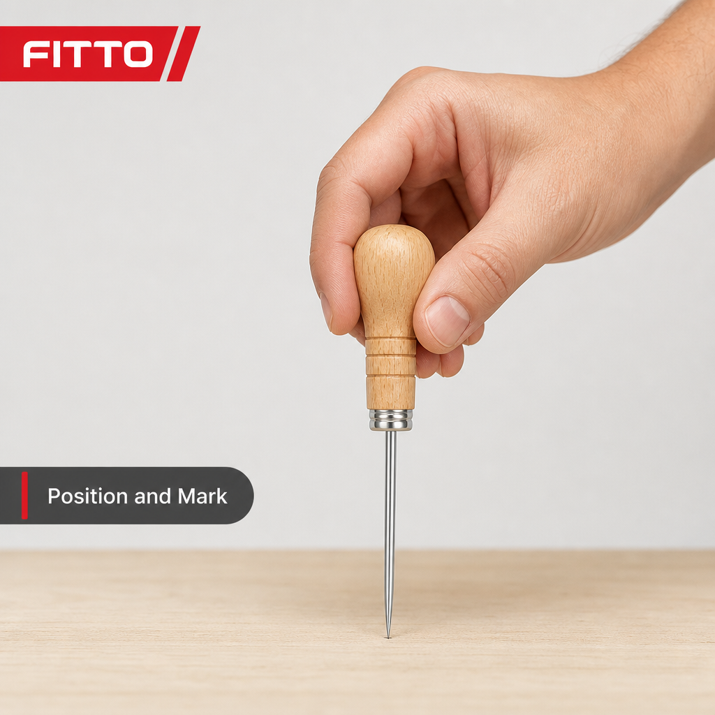 120 Pieces Wooden Handle Pointed Scratch Awl Bradawl Tool, 24 cm, Natural Wood and Silver, 1 Piece