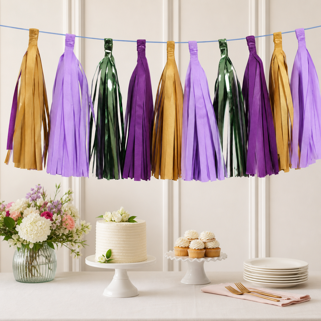 240 Pieces Assorted Colour Tassel Garland, 2 m x 15 cm, 12 Pieces for Party Decorations