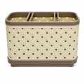 120 Pieces Rectangular Plastic Cutlery Holder with Draining Organizer, Cream and Brown, 19 x 13 x 15 cm