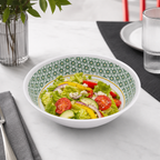 96 Pieces Melamine Salad Bowl, 7 Inch, White with Green and Yellow Pattern