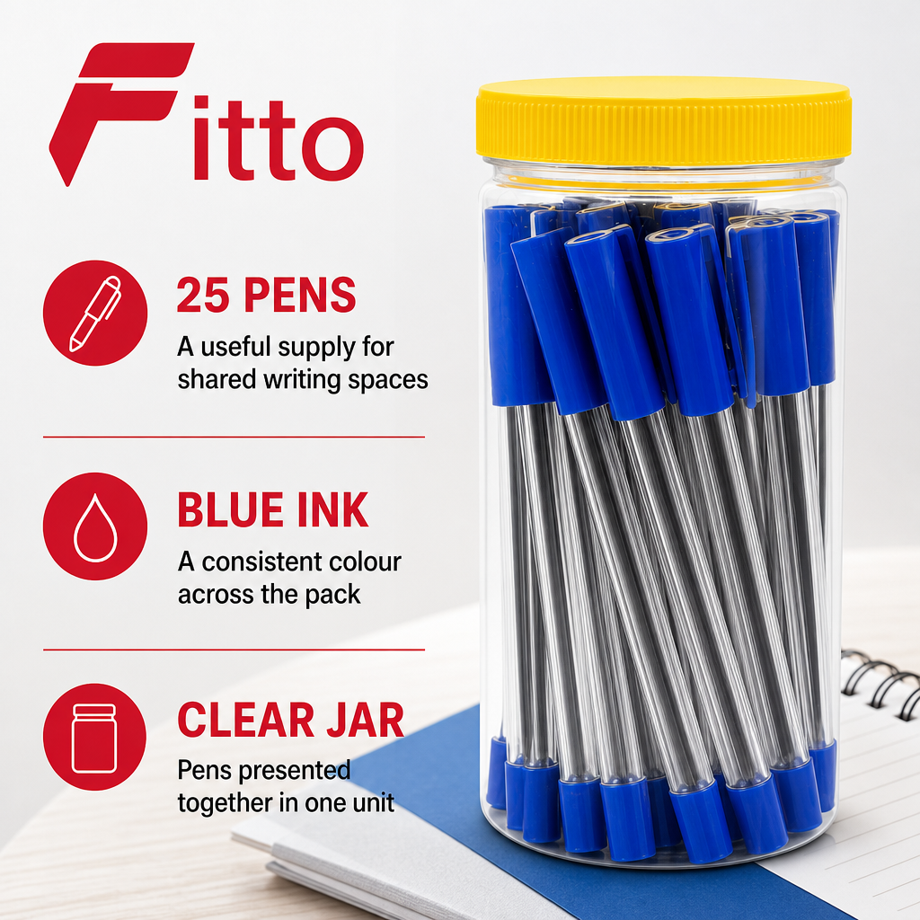 96 Pieces Ball Pens, Blue Ink, 25 Pack