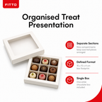 144 Pieces Chocolate Box with 9 Compartments, White, 15 x 15 x 4 cm, 1 Piece