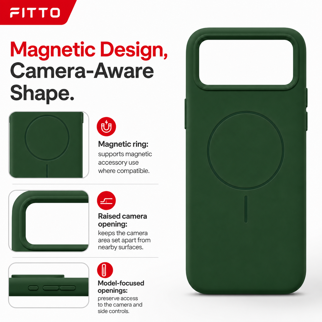 120 Pieces Silicone Magnetic Phone Cases with Raised Camera Protection, Green