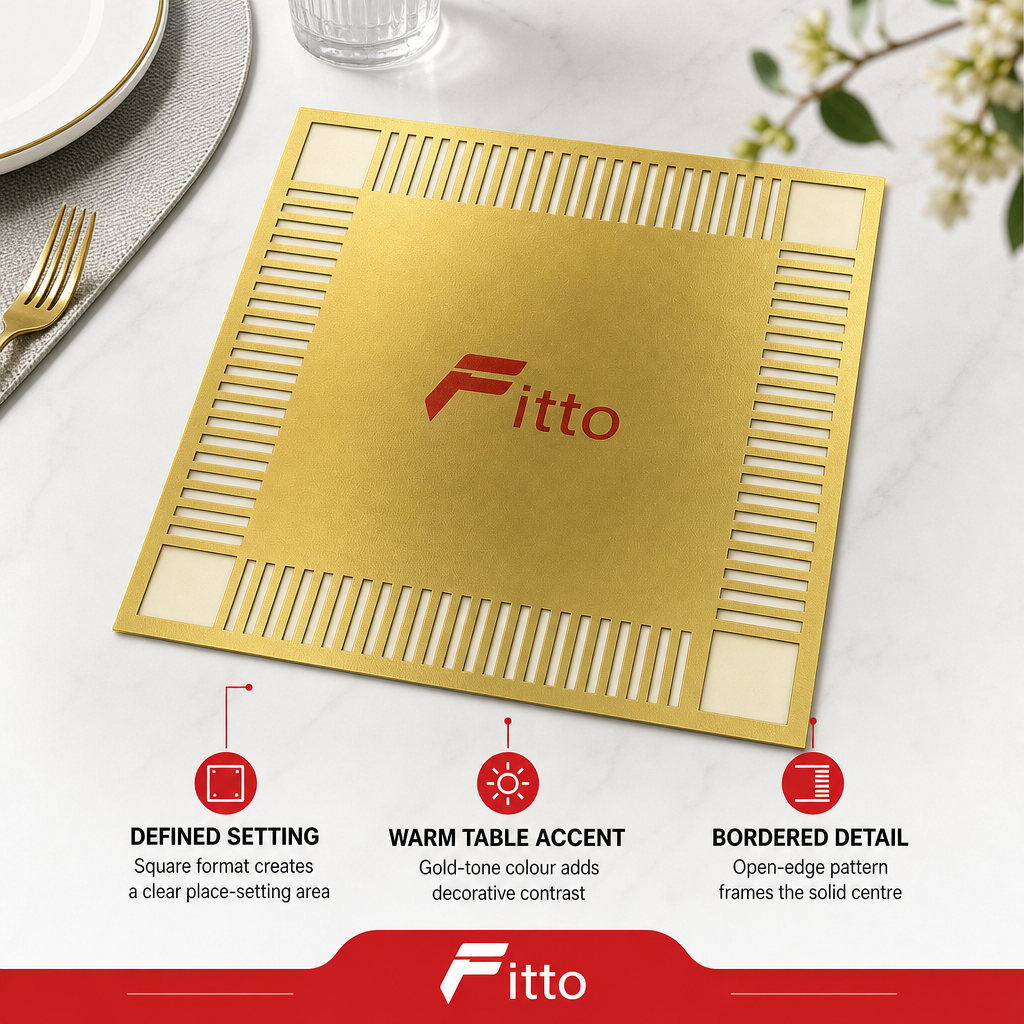 240 Pieces Gold-Tone Square PVC Table Mat, 38 x 38 cm, 1 Piece