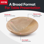 96 Pieces Wooden Serving Bowl, Round Tablewares Platter, 14 Inch