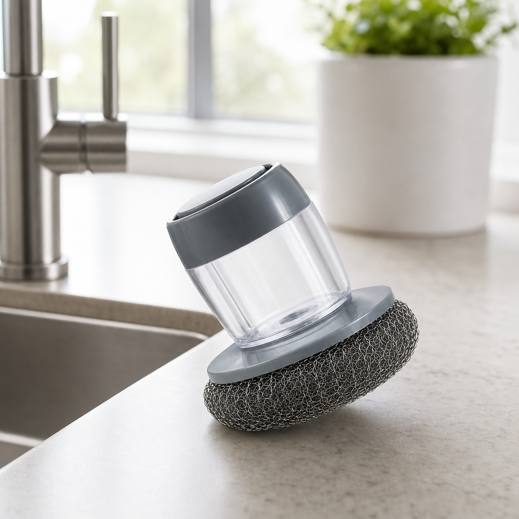 240 Pieces Steel Wool Scrubber with Soap Dispenser, 1 Piece, Kitchen Dishwashing Tool
