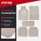 60 Pieces Carpet Universal Car Floor Mat Set, Beige, 5-Piece