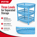 72 Pieces 3-Tier Plastic Storage Basket Rack, Blue, 40 x 30 x 18 cm