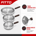 48 Pieces Fry Pan Set, 3-Piece Small Medium Large Cookwares Set for Everyday Kitchen Cooking