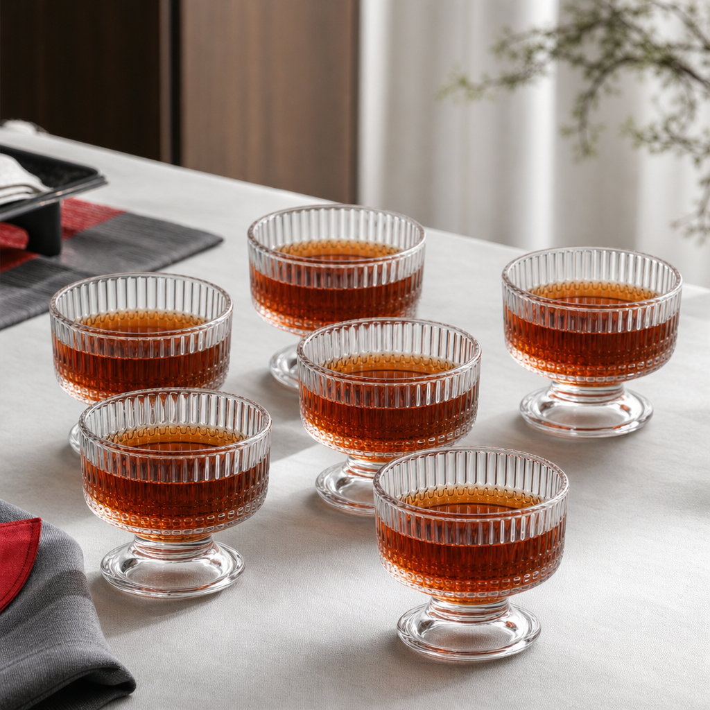 96 Pieces Glass Tea Cup Set, 145 ml Clear Cups, 6 Pieces