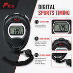 96 Pieces Digital Sports Stopwatches with Lanyard, Black Handheld Lap Timer for Training, Practice and Race Timing