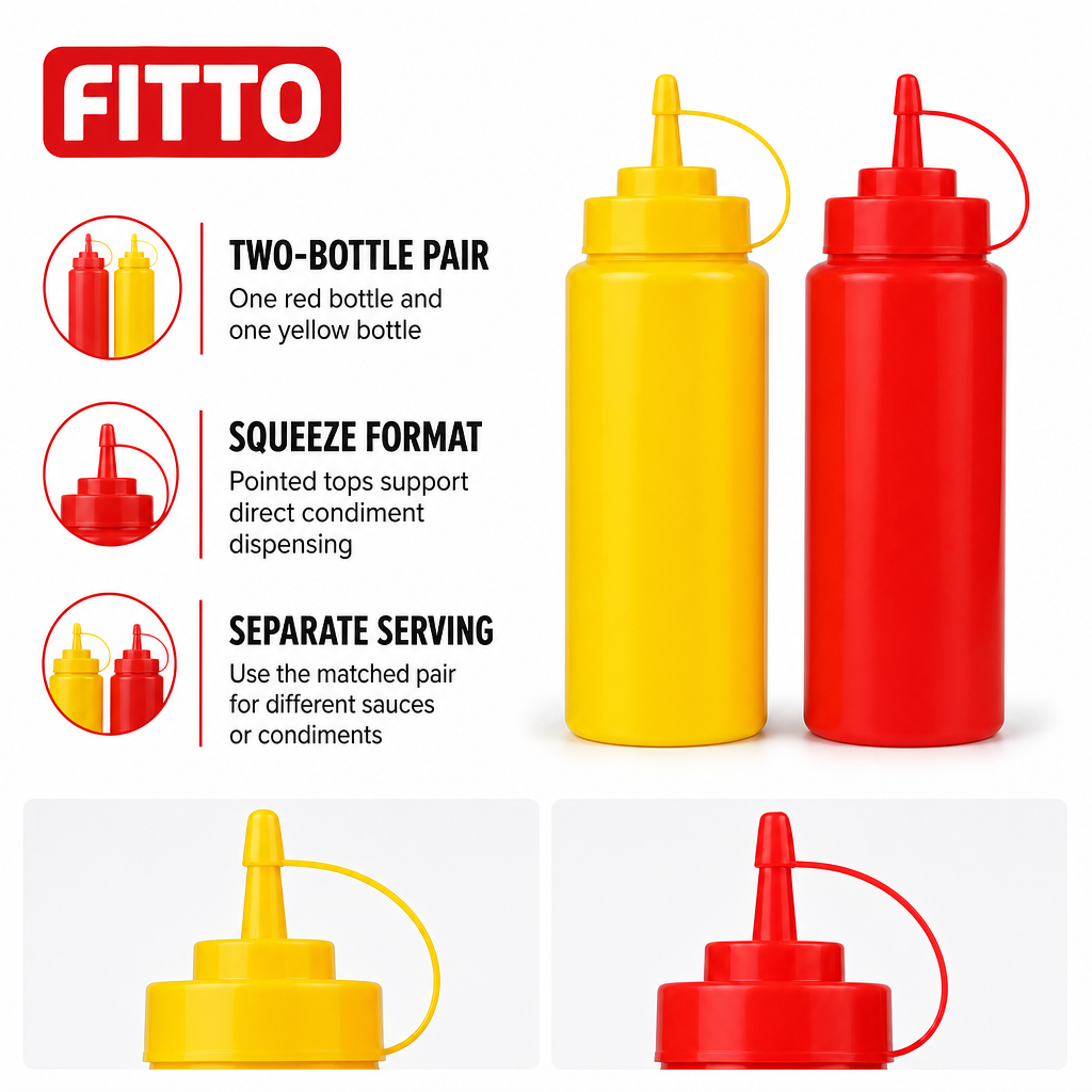 120 Pieces Plastic Squeeze Condiment Bottles, Red and Yellow, 2-Piece Set
