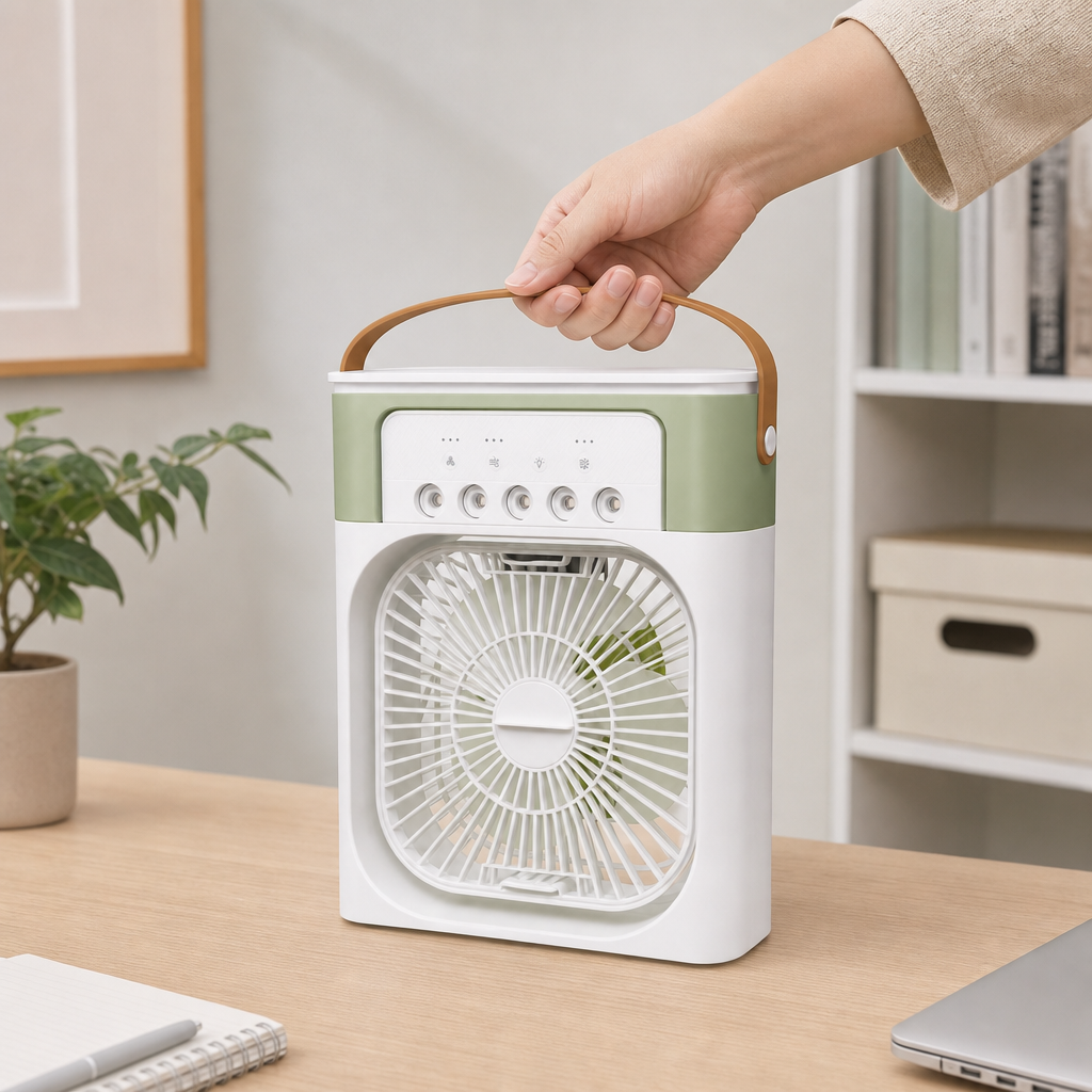 96 Pieces Portable Air Cooler Fan, White and Olive Green, 1 Piece, Compact Desktop Design