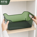 120 Pieces Storage Box with Cutout Handles, Rectangular Plastic Organizer, Green or Clear, 20 × 14 × 8 cm