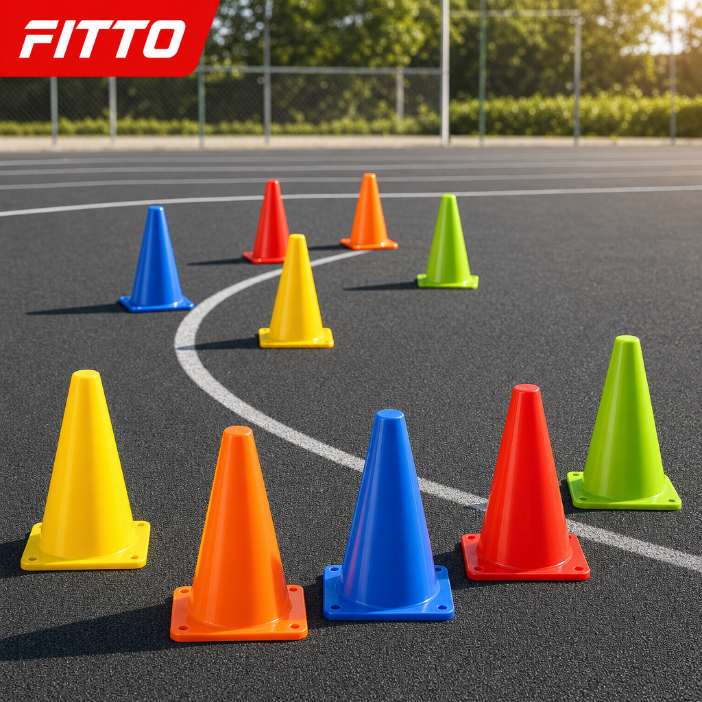 96 Pieces Plastic Training Cones, 23 cm, Multicolor, 10-Piece Pack for Sports Drills and Agility Practice