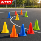 96 Pieces Plastic Training Cones, 23 cm, Multicolor, 10-Piece Pack for Sports Drills and Agility Practice