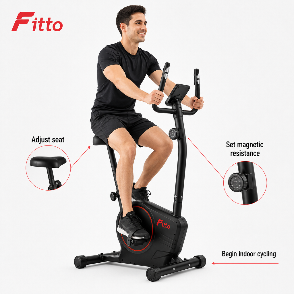 48 Pieces Upright Exercise Bikes with Magnetic Resistance, Steel Frame, Adjustable Seat and Digital Monitor for Indoor Cardio Workouts