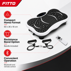 48 Pieces Small Vibration Exercise Platforms with Resistance Bands, Bluetooth, Remote Control and White Plastic Housing