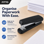 120 Pieces Heavy-Duty Staplers, Black, 65 mm, 25-Sheet Capacity, Compatible with 24/6 and 26/6 Staples, 1 Piece