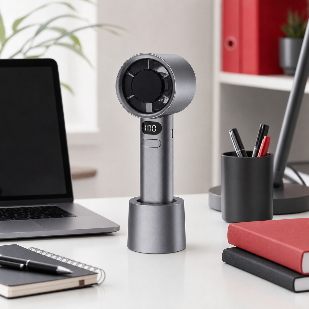 96 Pieces Portable Handheld Fan with Digital Display and Desk Stand, Compact Personal Airflow Device