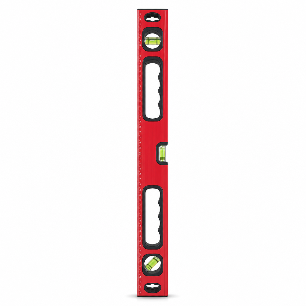 96 Pieces Spirit Level 60 cm Red Aluminum with 3 Vials, Handles and Integrated Measuring Scale