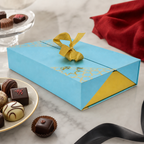 96 Pieces Rectangular Chocolate Box with Ribbon, Blue, 26.5 × 16.5 × 4.8 cm, 1 Piece