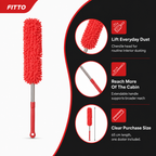 96 Pieces Car Duster, Microfiber Chenille Cleaning Brush with Extendable Handle, Red, 65 cm