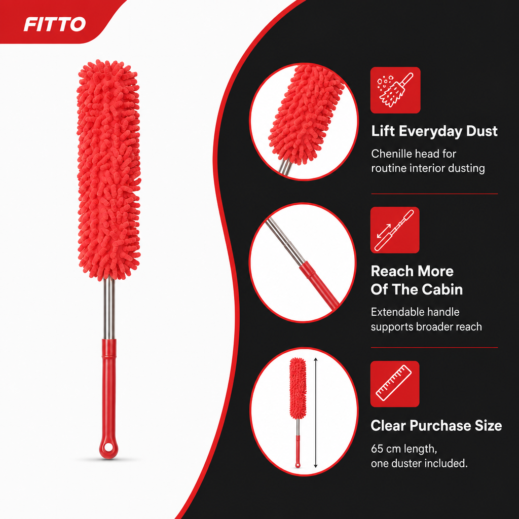 96 Pieces Car Duster, Microfiber Chenille Cleaning Brush with Extendable Handle, Red, 65 cm
