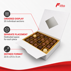 96 Pieces Chocolate Box with 20 Compartments, White, 22.5 x 21.5 x 5 cm, 1 Piece
