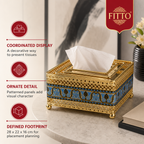 96 Pieces Decorative Square Tissue Box Holder, Gold and Blue, 1 Piece