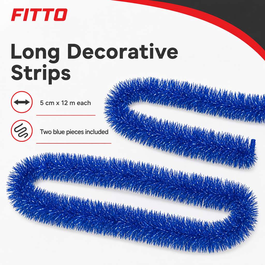 120 Pieces Blue Tinsel Decoration, 5 cm x 12 m, 2 Pieces