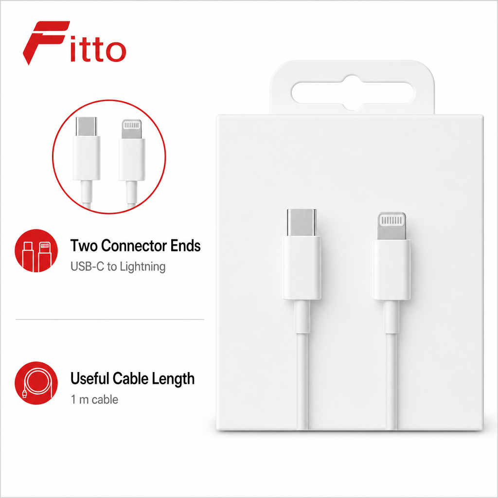 144 Pieces USB-C to Lightning Charge Cable, 1 m, White, Single Cable