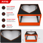 48 Pieces Acrylic Presentation Box, Orange and Black, Transparent Heart Window, 30 x 30 x 20 cm, 1 Piece