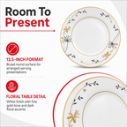 96 Pieces Opal Serving Plate, Round Floral Design, 13.5 Inch, White