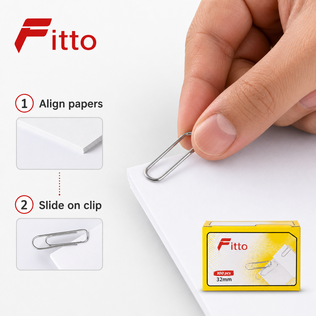 240 Pieces Paper Clips, 32 mm, 100 Pieces, Silver