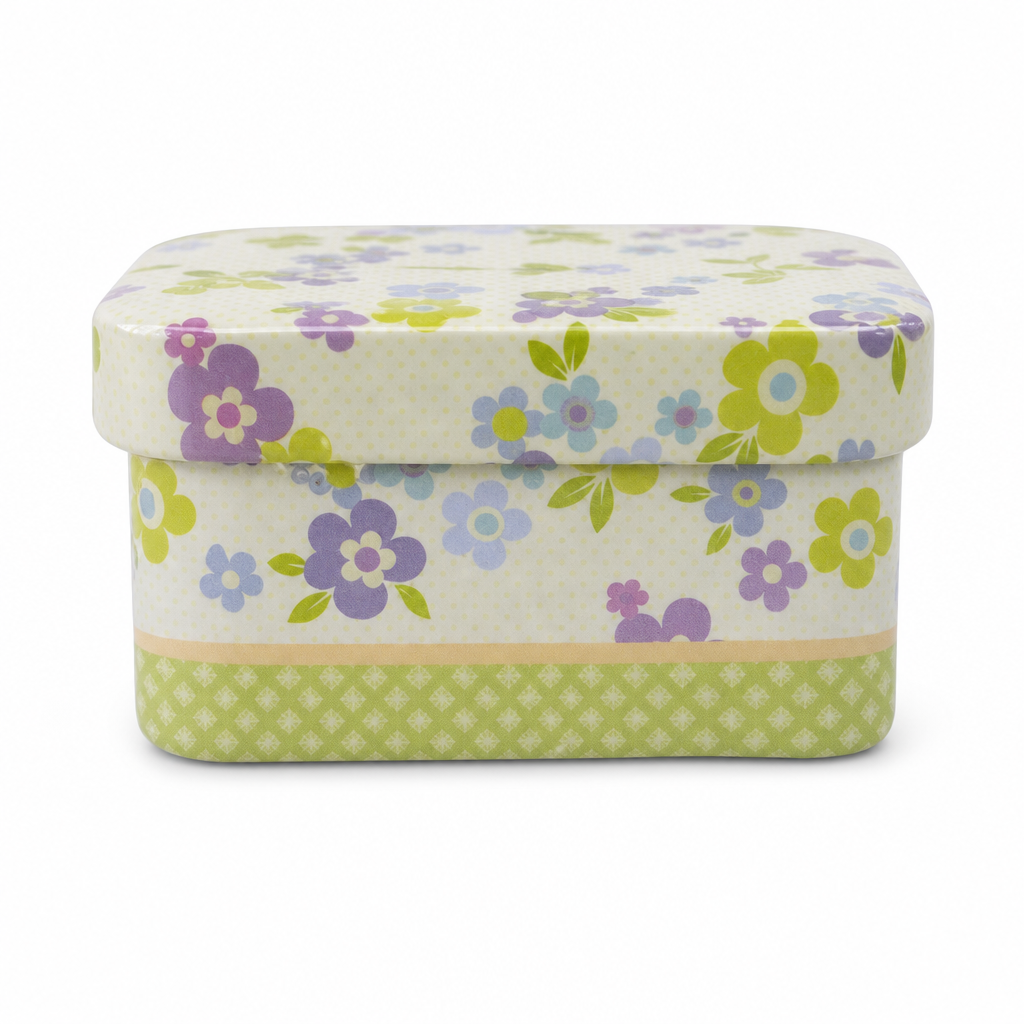 240 Pieces Rectangular Metal Storage Box, White Floral Pattern, 7 x 4.5 x 4 cm, 1 Piece