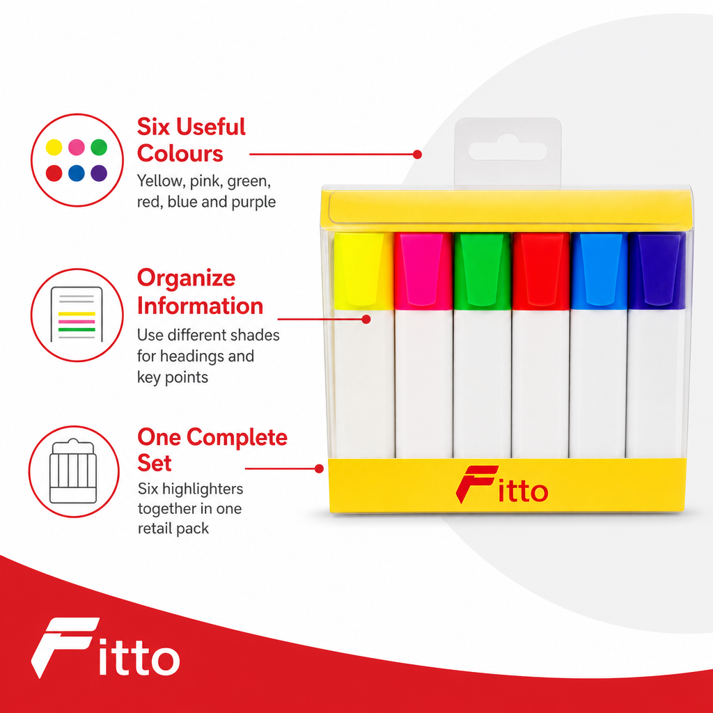 120 Pieces Glow Highlighters, Assorted Colours, 6 Pack, Bright Markers for Notes, Study and Office Work
