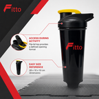 120 Pieces Sports Shaker Bottle with Flip Lid, Black Body and Yellow Cap