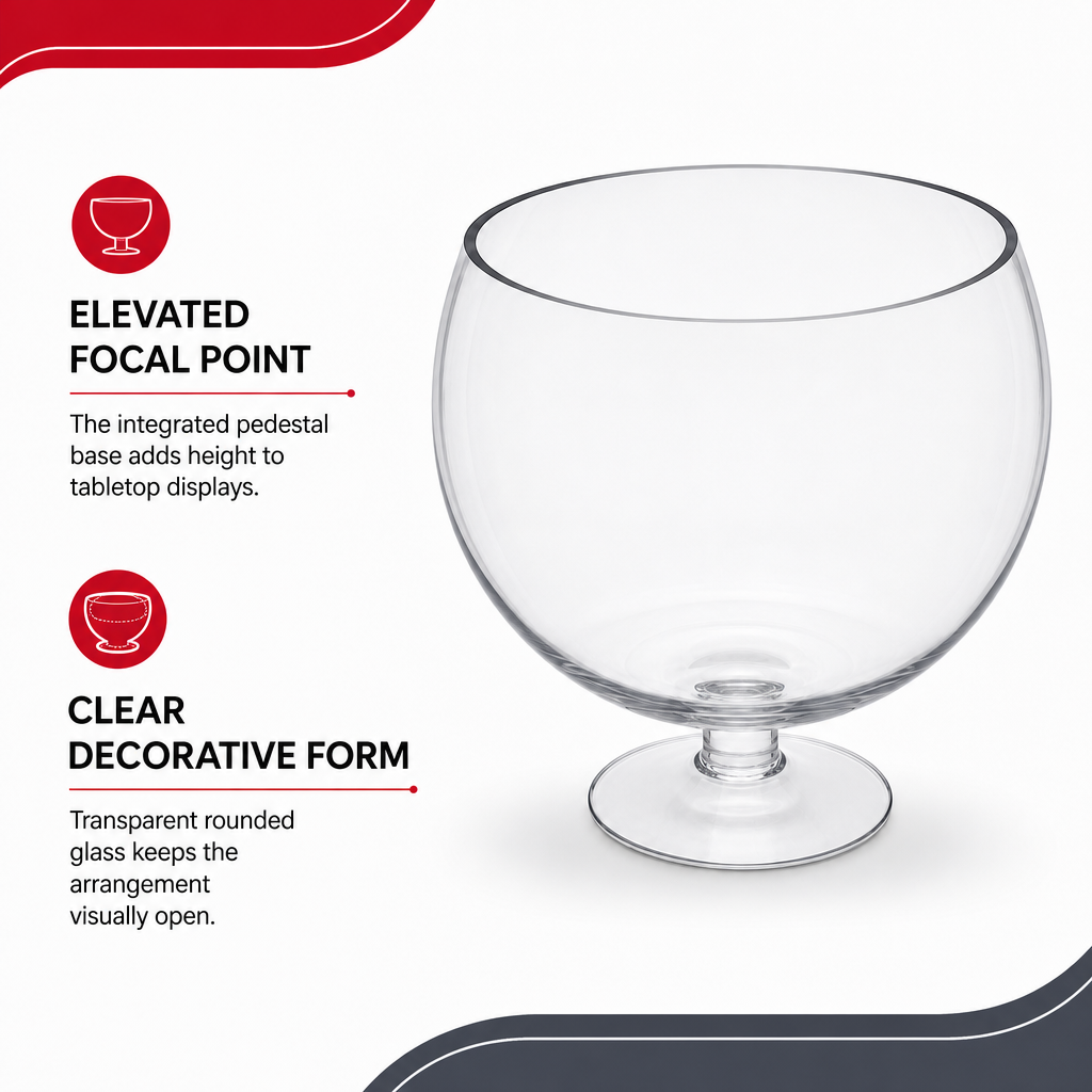 48 Pieces Round Glass Display Bowl with Pedestal Base, Large, Clear Decorative Centerpiece