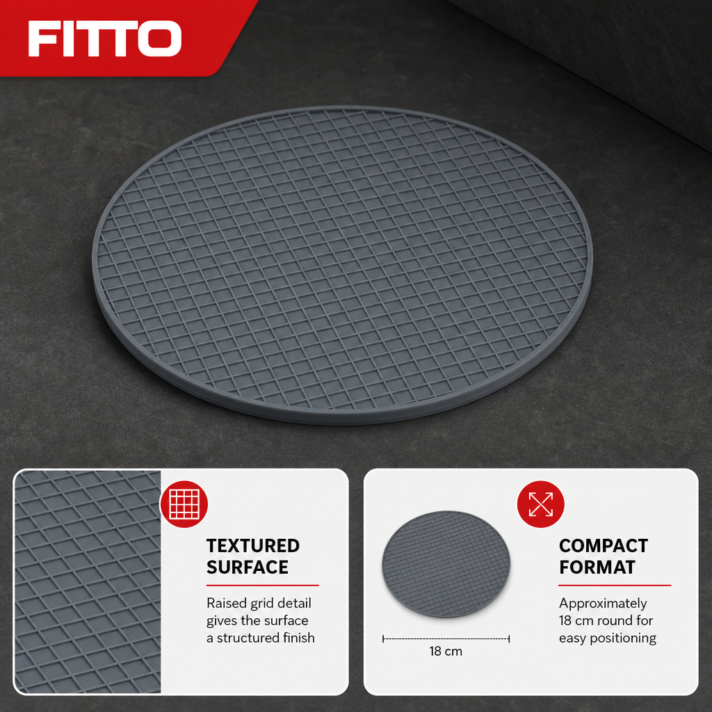 96 Pieces Round Silicone Mat, Textured Surface, 18 cm, Dark Grey