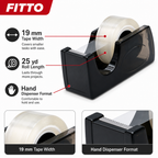 240 Pieces Stationery Tapes, Black 19 mm x 25 yd Crystal Clear Tape with Hand Dispenser, 1 Set