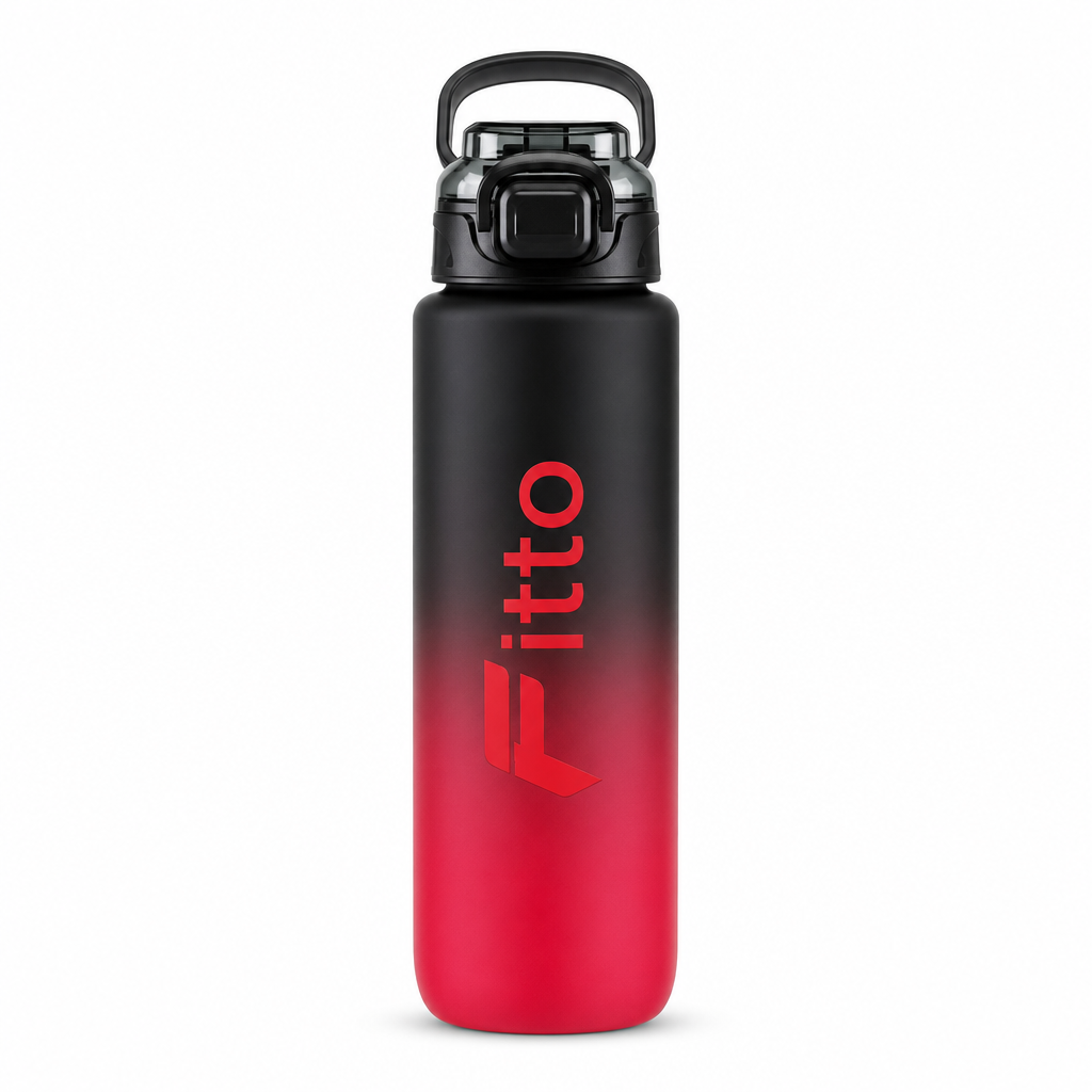 96 Pieces Sports Water Bottles 1000ml with Flip Lid and Carry Handle, Red